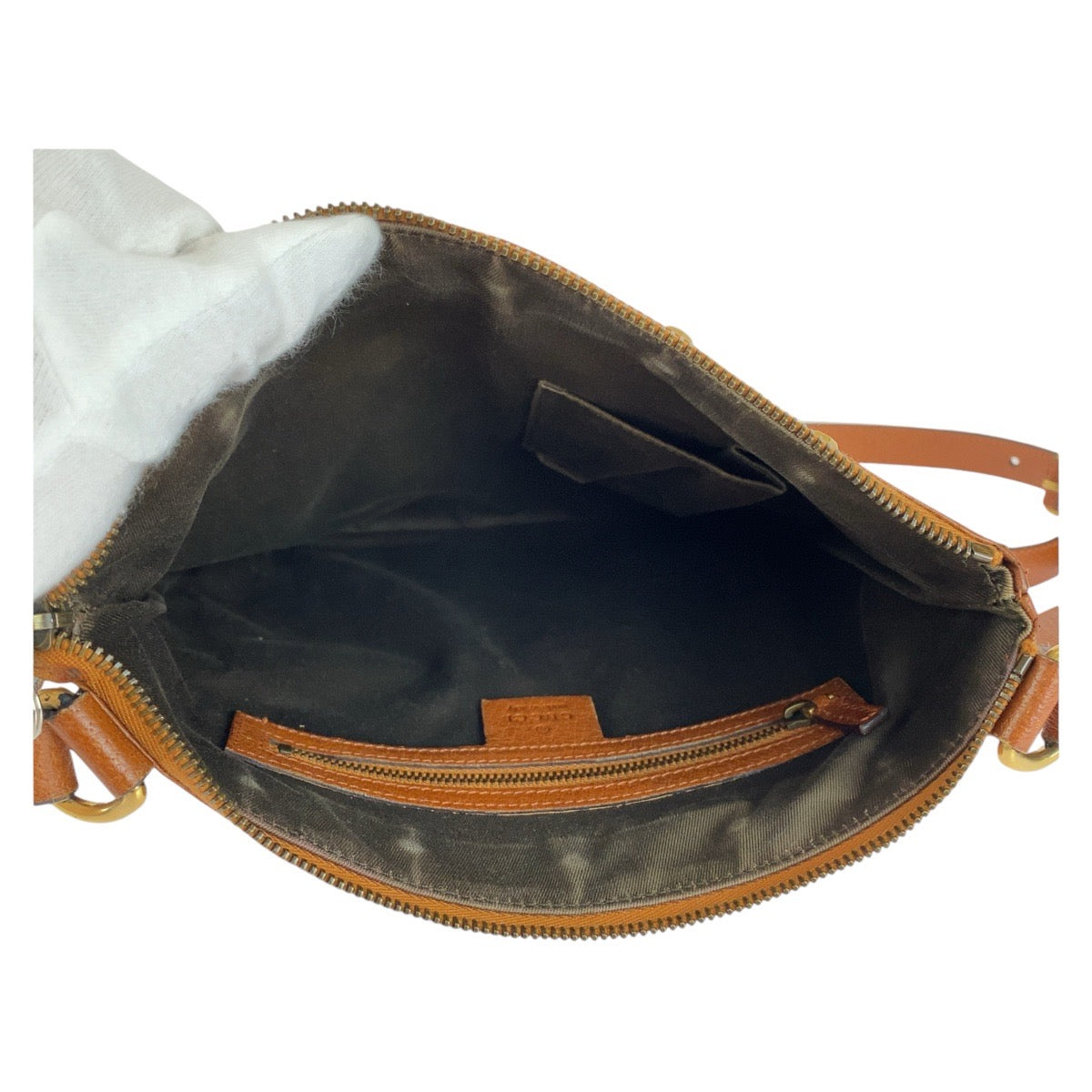 12905
GUCCI グッチ スタッズ ライトブラウン キャメル ゴールド金具 GGキャンバス / レザー 120893 ショルダーバッグ ポシェット  レディース