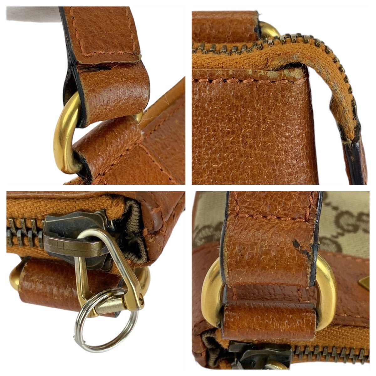 12905
GUCCI グッチ スタッズ ライトブラウン キャメル ゴールド金具 GGキャンバス / レザー 120893 ショルダーバッグ ポシェット  レディース
