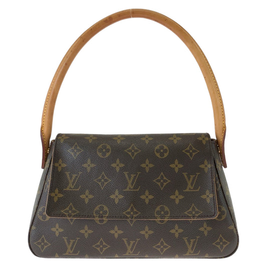 LOUIS VUITTON Louis Vuitton Monogram Mini Looping Brown Beige Gold Hardware PVC/Leather M51147 Shoulder Bag for Women