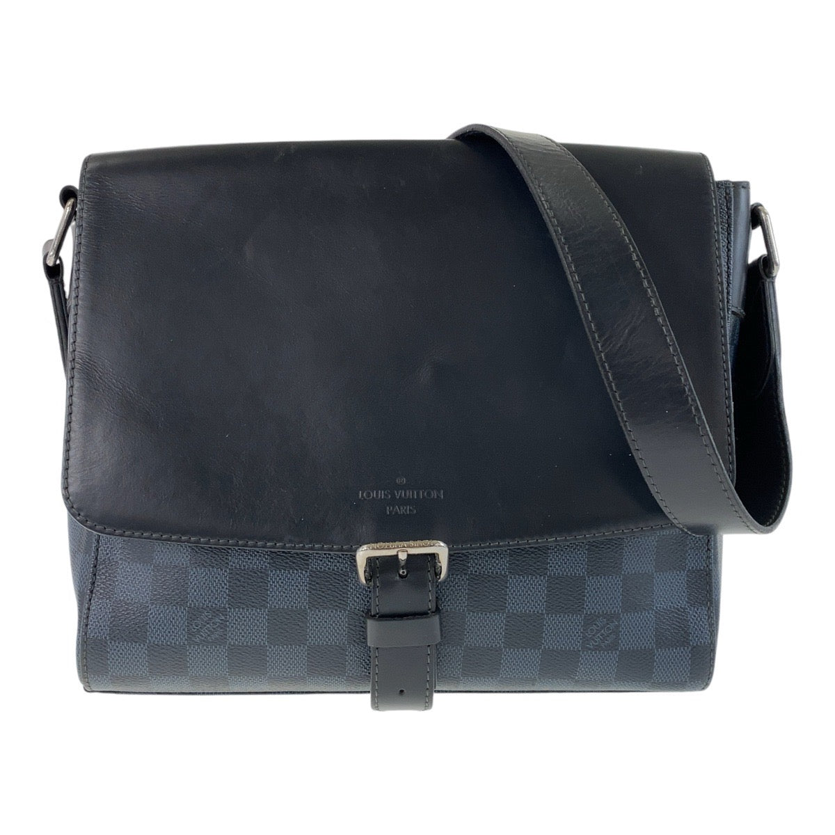 12906
LOUIS VUITTON ルイヴィトン ダミエ コバルト ニューポート メッセンジャーPM ブラック 黒 ネイビー シルバー金具 PVC / レザー N41587 斜め掛け ショルダーバッグ メッセンジャーバッグ  メンズ