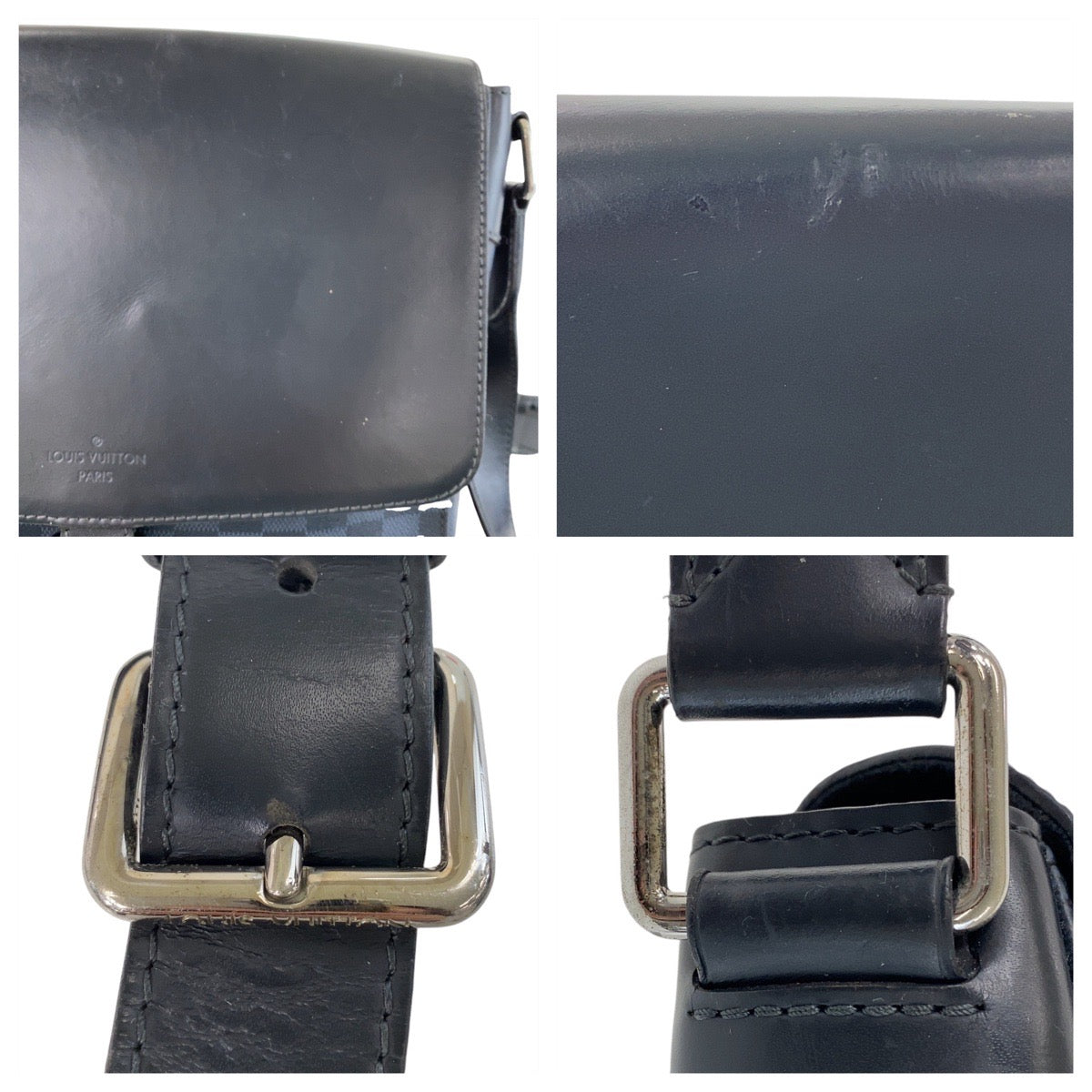 12906
LOUIS VUITTON ルイヴィトン ダミエ コバルト ニューポート メッセンジャーPM ブラック 黒 ネイビー シルバー金具 PVC / レザー N41587 斜め掛け ショルダーバッグ メッセンジャーバッグ  メンズ