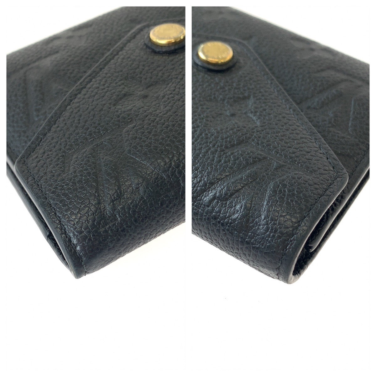 LOUIS VUITTON ルイヴィトン モノグラム アンプラント ポルトフォイユ ヴィクトリーヌ ノワール ブラック 黒 ゴールド金具 カーフ M64060 折財布 コンパクトウォレット  レディース