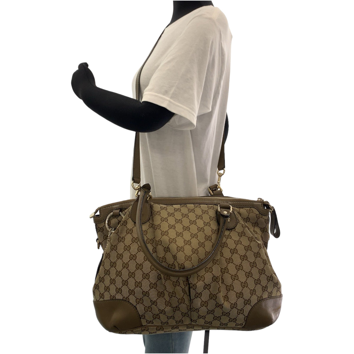 12238
GUCCI グッチ スーキー ブラウン ゴールド金具 GGキャンバス 285730 トートバッグ ショルダーバッグ ハンドバッグ  レディース