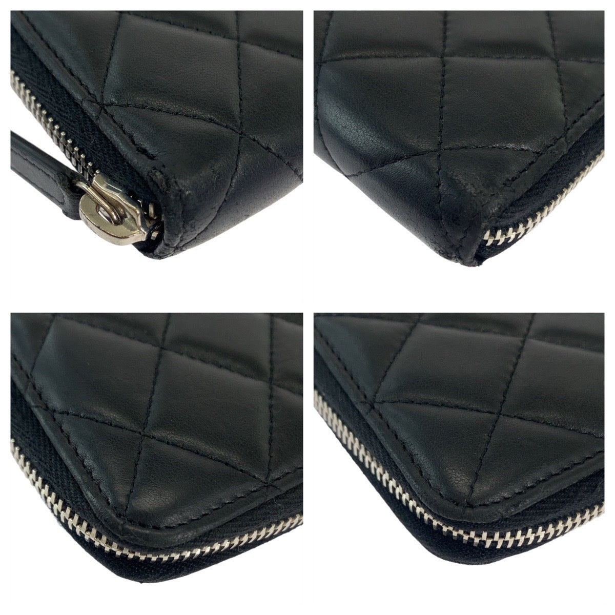 12234
CHANEL シャネル マトラッセ ココマーク ブラック 黒 シルバー金具 ラムスキン 長財布 ラウンドファスナー  レディース ABP37