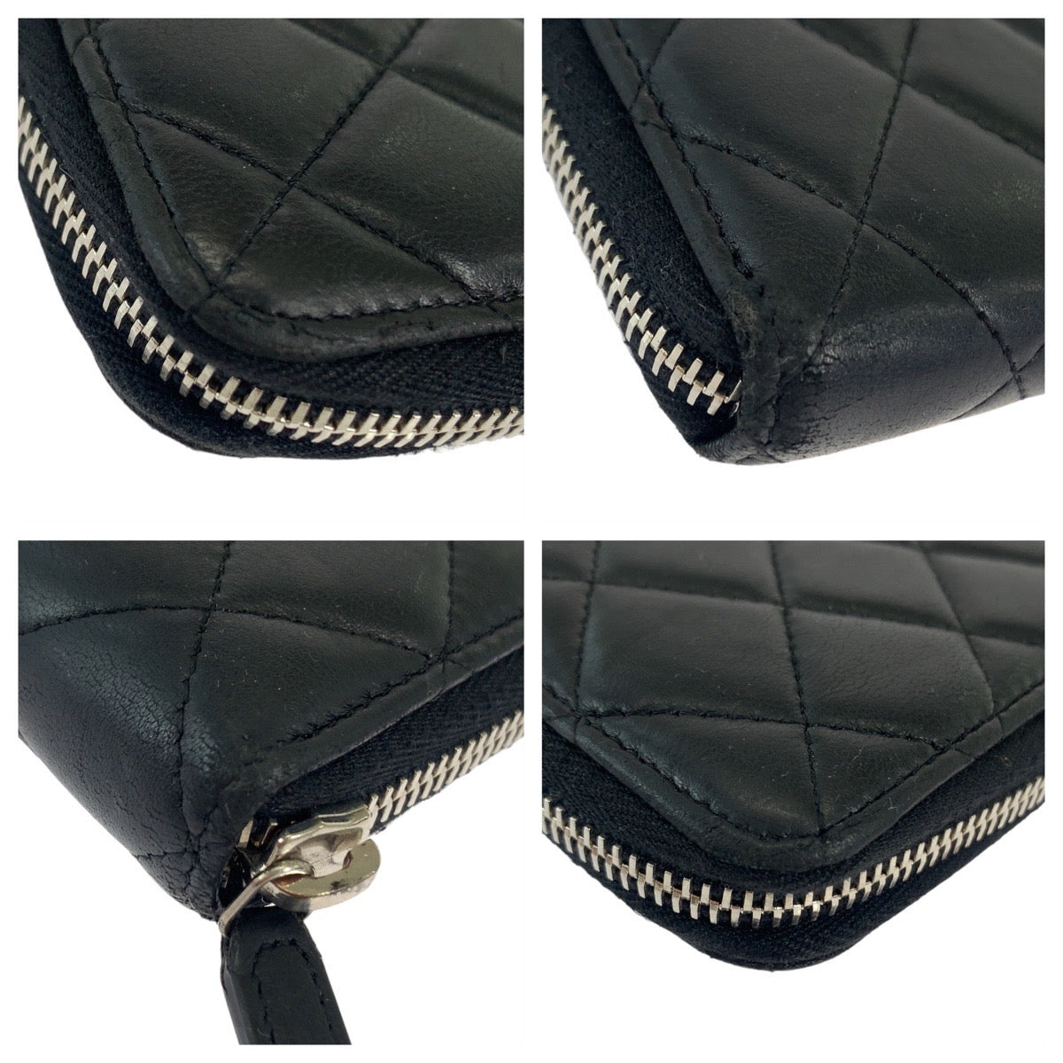 12234
CHANEL シャネル マトラッセ ココマーク ブラック 黒 シルバー金具 ラムスキン 長財布 ラウンドファスナー  レディース ABP37