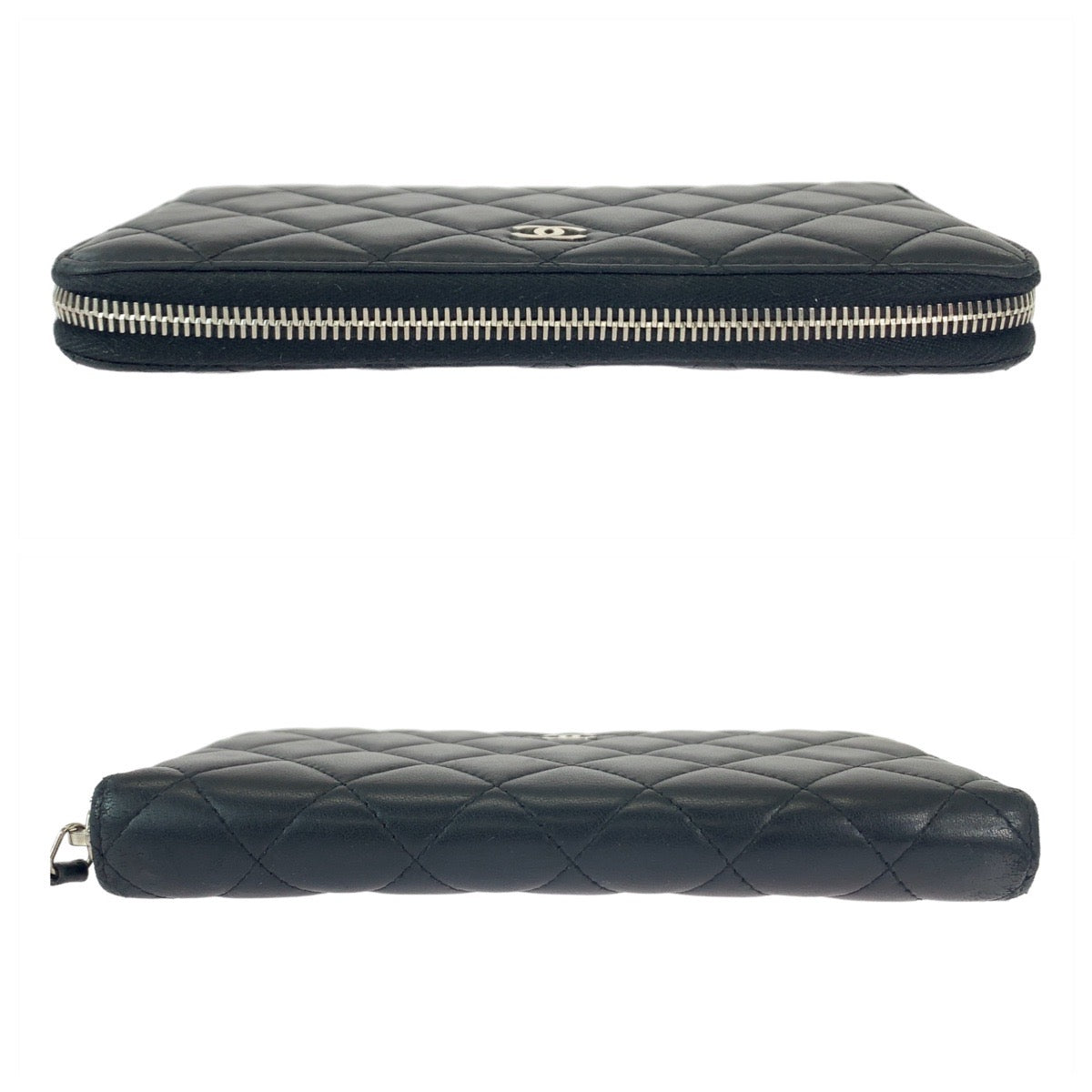 12234
CHANEL シャネル マトラッセ ココマーク ブラック 黒 シルバー金具 ラムスキン 長財布 ラウンドファスナー  レディース ABP37
