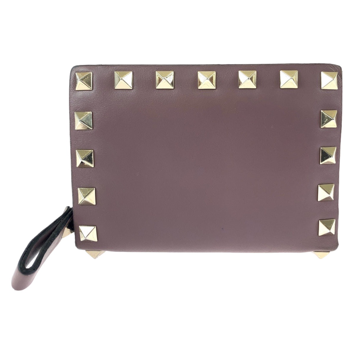 18034
VALENTINO ヴァレンティノ ロックスタッズ パープル ゴールド金具 レザー TW2P0620BOL416 折財布 コンパクトウォレット  レディース AB17
