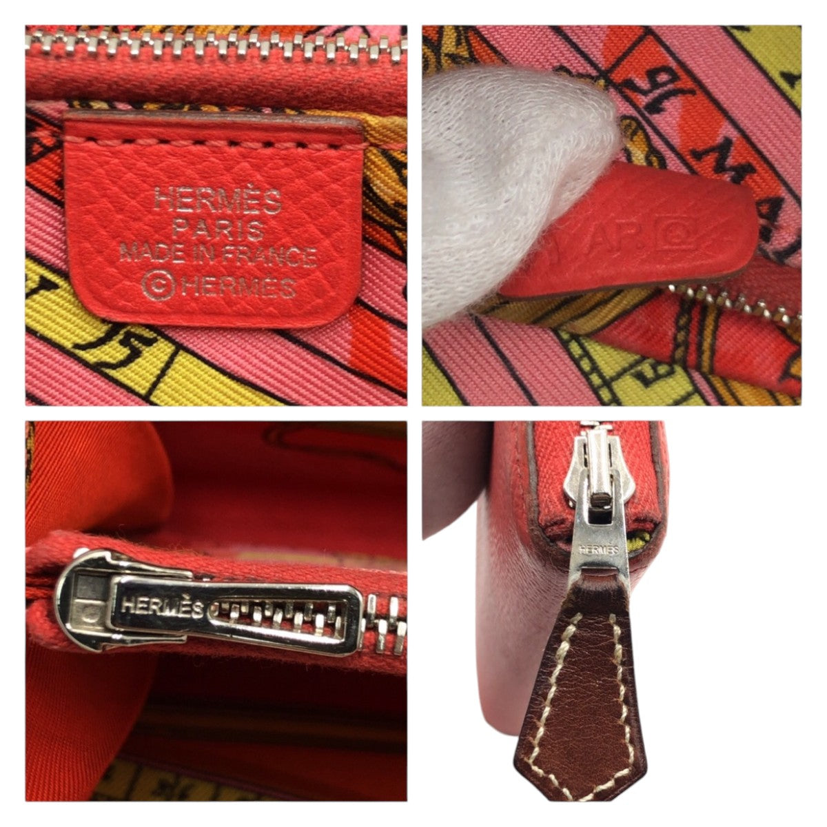 12907
HERMES エルメス アザップ ロング シルクイン レッド ローズシャイプール ヴォーエプソン 長財布 ラウンドファスナー Q刻印  レディース