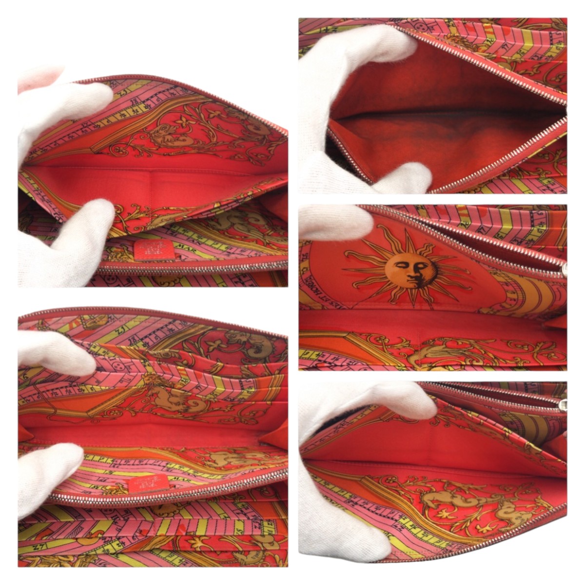 12907
HERMES エルメス アザップ ロング シルクイン レッド ローズシャイプール ヴォーエプソン 長財布 ラウンドファスナー Q刻印  レディース