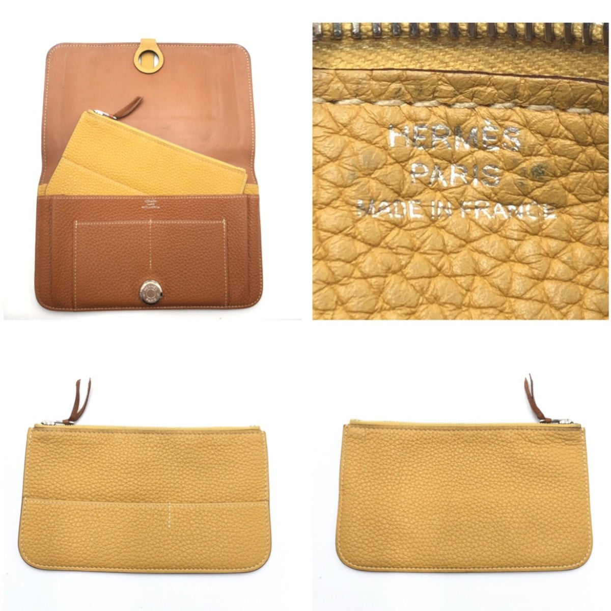 12908
HERMES エルメス ドゴンGM 男女兼用 ブラウン ゴールド カリー トゴ 長財布 M刻印  レディース