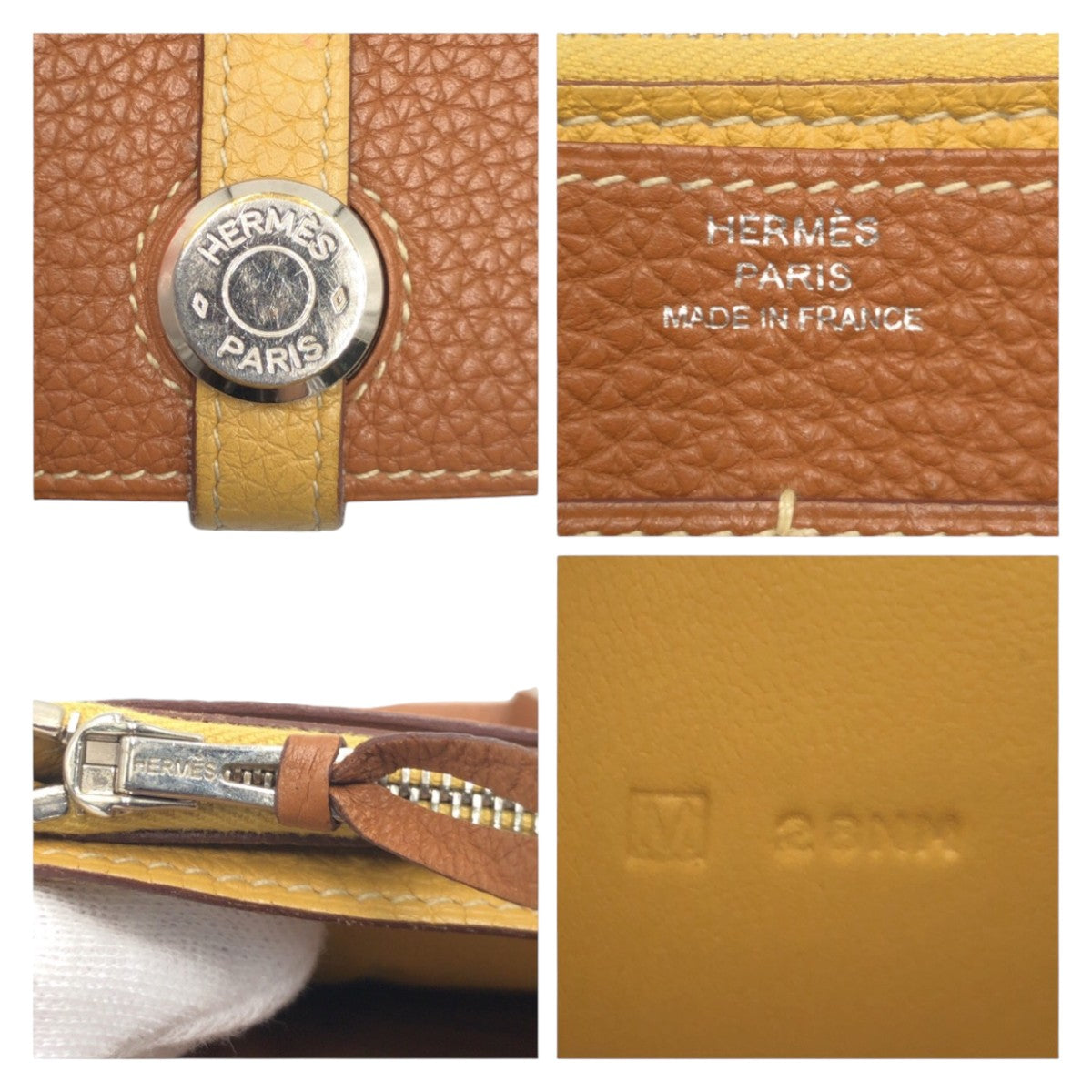 12908
HERMES エルメス ドゴンGM 男女兼用 ブラウン ゴールド カリー トゴ 長財布 M刻印  レディース