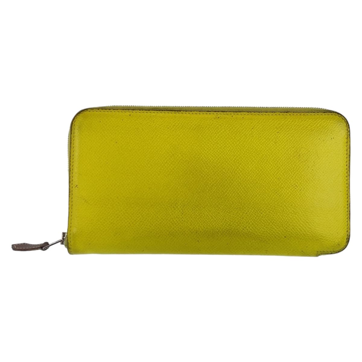 112228
HERMES エルメス アザップロング シルクイン ライム シルバー金具 ヴォーエプソン / シルク ロングウォレット ラウンドファスナー D刻印  レディース
