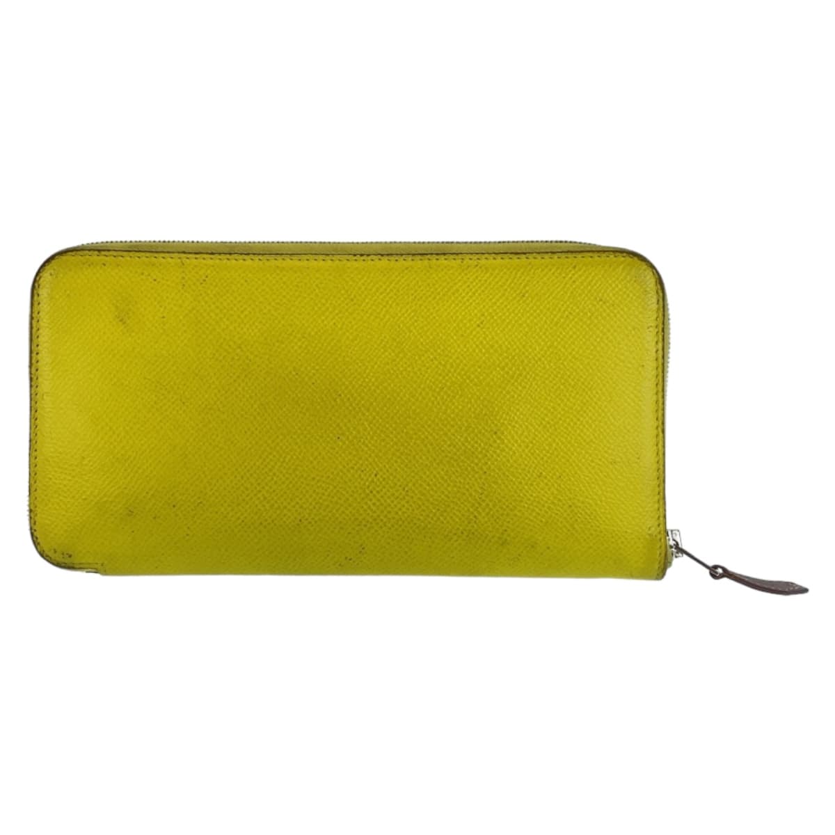 112228
HERMES エルメス アザップロング シルクイン ライム シルバー金具 ヴォーエプソン / シルク ロングウォレット ラウンドファスナー D刻印  レディース