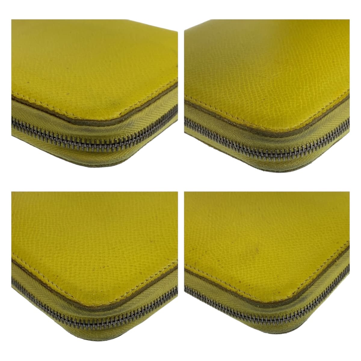 112228
HERMES エルメス アザップロング シルクイン ライム シルバー金具 ヴォーエプソン / シルク ロングウォレット ラウンドファスナー D刻印  レディース