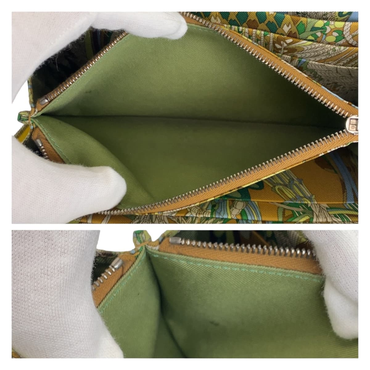 112228
HERMES エルメス アザップロング シルクイン ライム シルバー金具 ヴォーエプソン / シルク ロングウォレット ラウンドファスナー D刻印  レディース