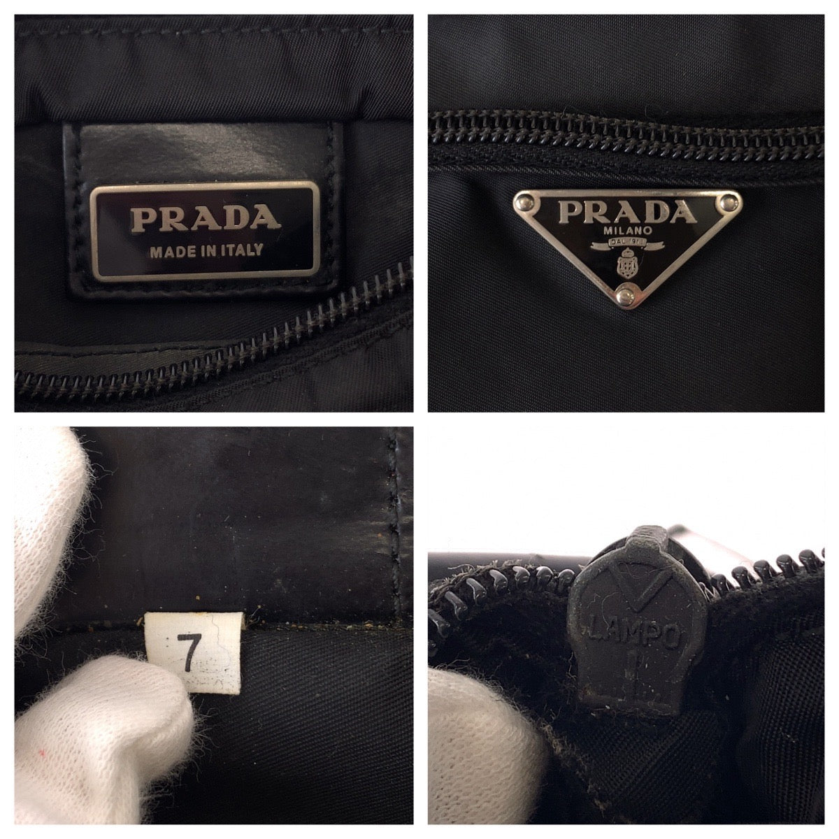 12331
PRADA プラダ テスート 三角ロゴプレート 男女兼用 ブラック 黒 シルバー金具 ナイロン 斜め掛け ショルダーバッグ ポシェット  メンズ