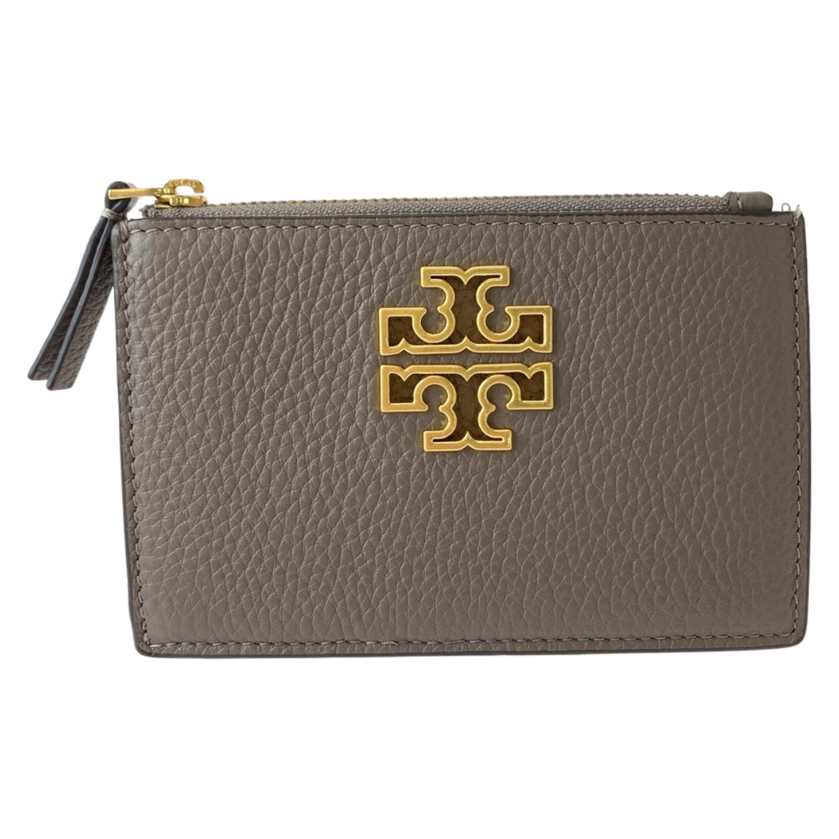 Tory Burch Greige Gold Hardware Leather Coin Case Fragment Case for Women