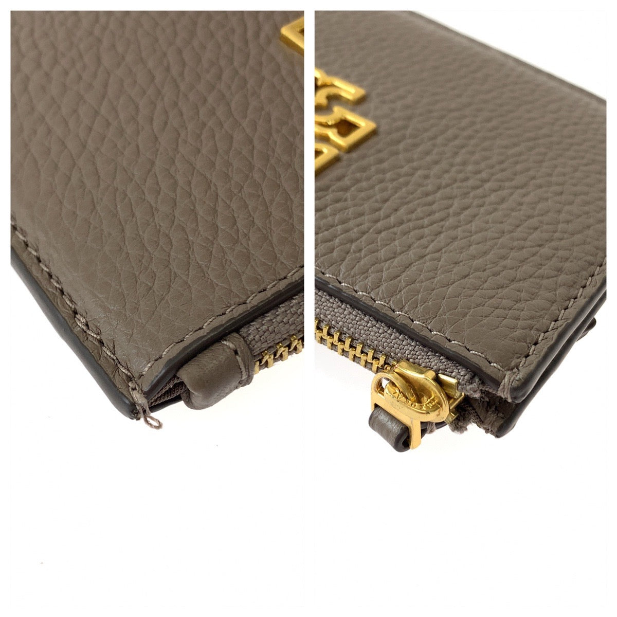 Tory Burch Greige Gold Hardware Leather Coin Case Fragment Case for Women