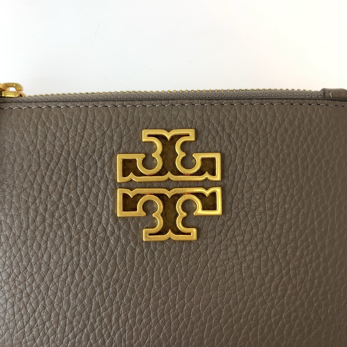 Tory Burch Greige Gold Hardware Leather Coin Case Fragment Case for Women