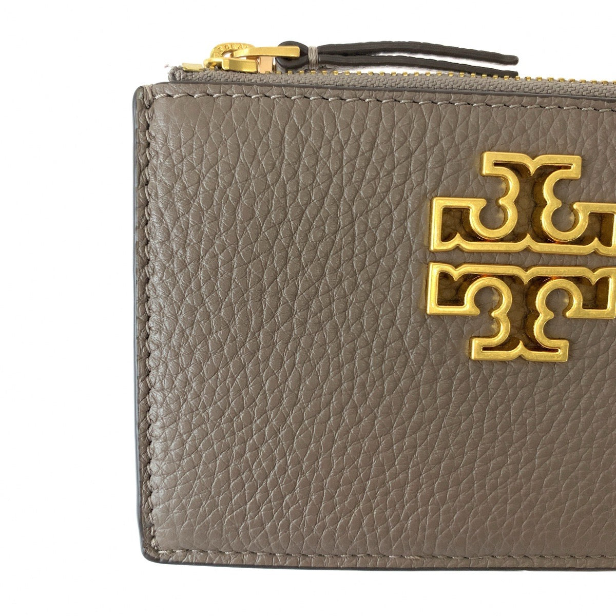 Tory Burch Greige Gold Hardware Leather Coin Case Fragment Case for Women