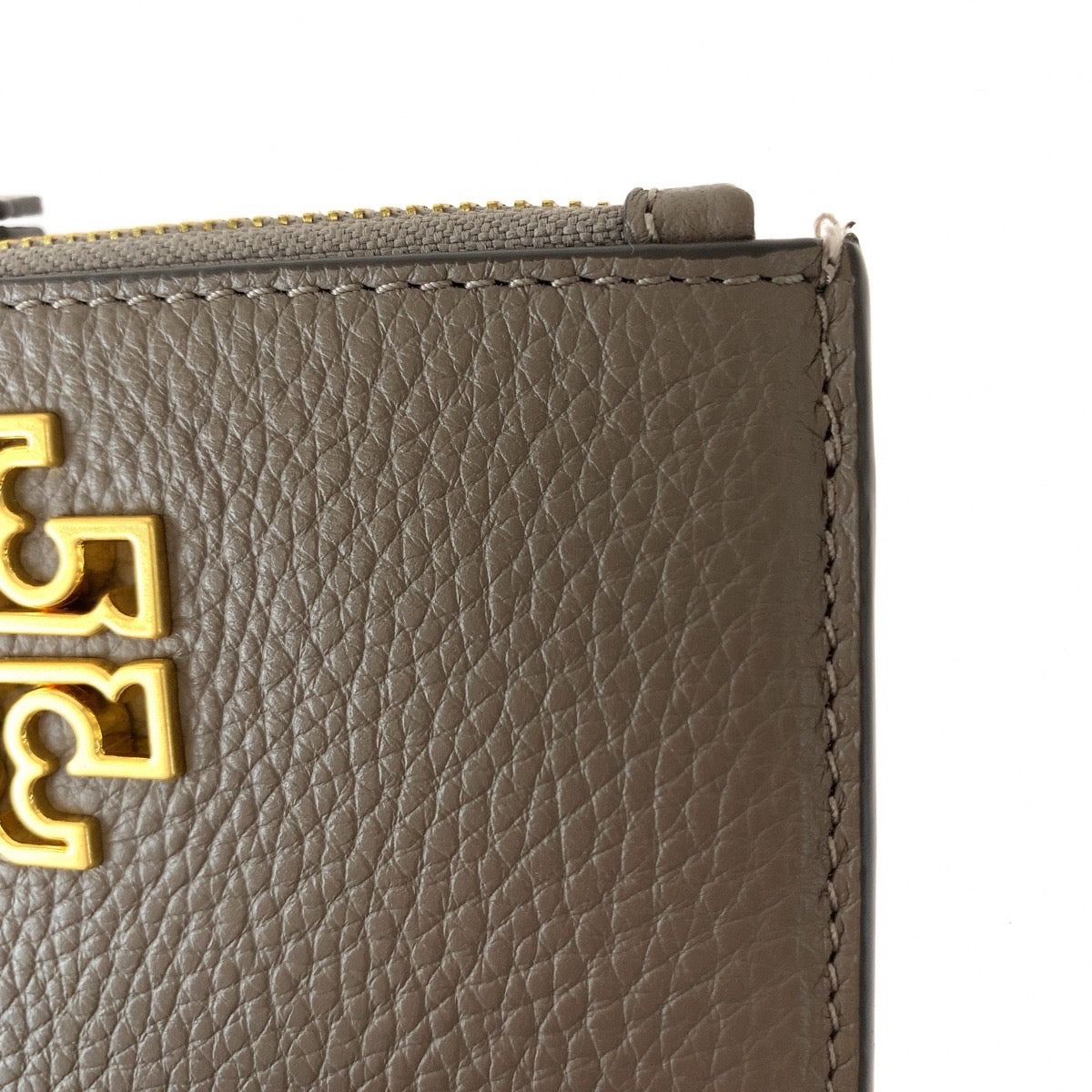 Tory Burch Greige Gold Hardware Leather Coin Case Fragment Case for Women