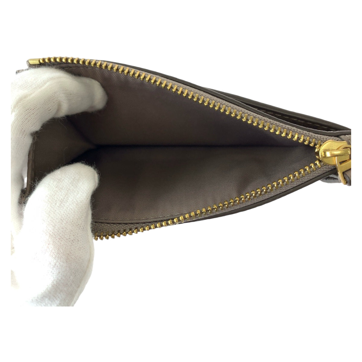 Tory Burch Greige Gold Hardware Leather Coin Case Fragment Case for Women