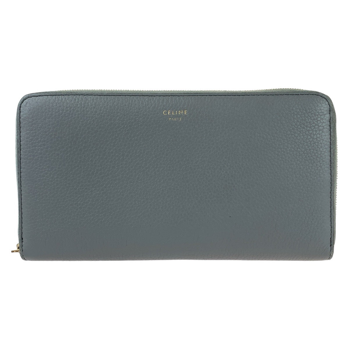 112219
CELINE セリーヌ エッセンシャルズ グレー ブルーグレー ゴールド金具 レザー 長財布 ロングウォレット  レディース