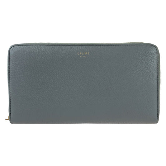 112219
CELINE セリーヌ エッセンシャルズ グレー ブルーグレー ゴールド金具 レザー 長財布 ロングウォレット  レディース