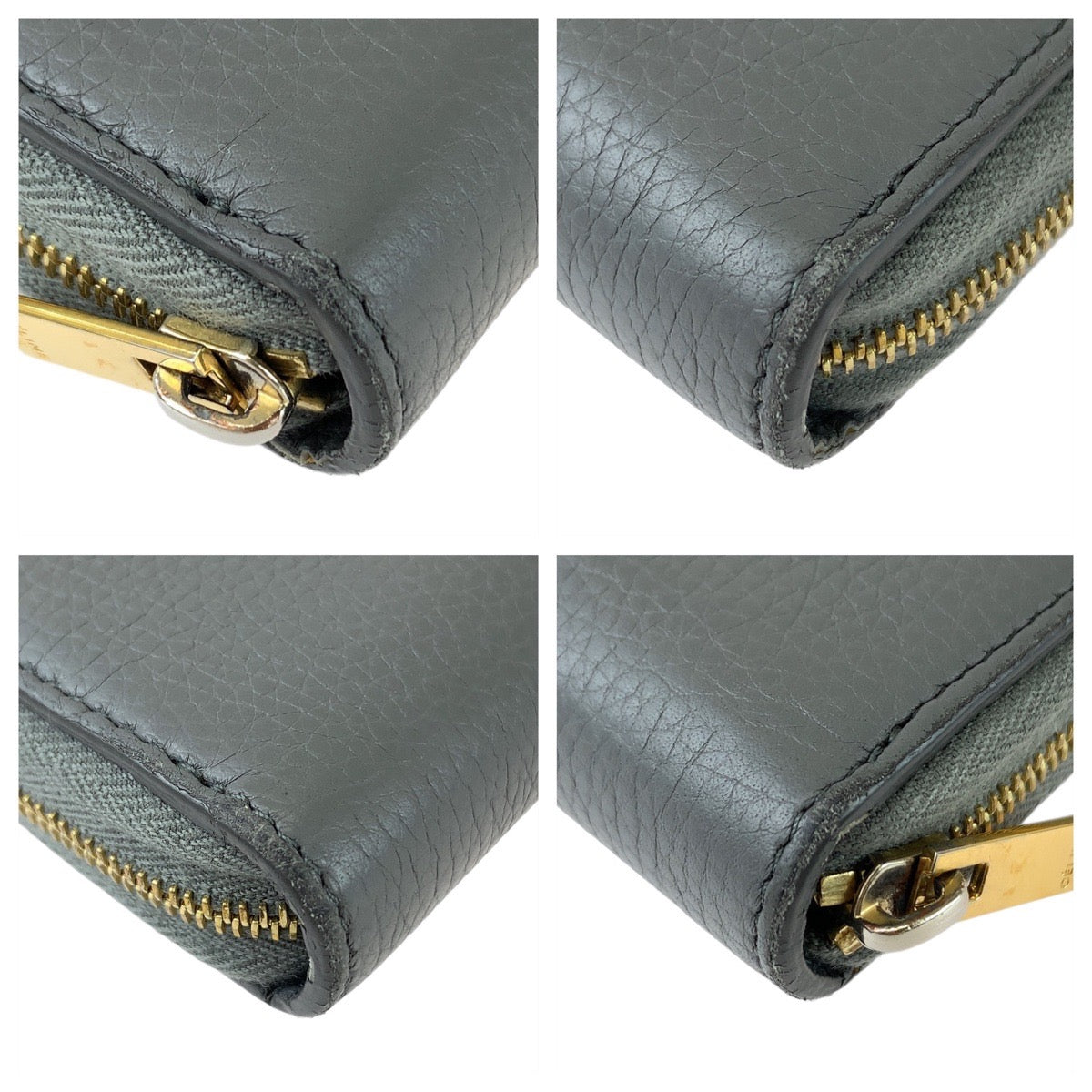 112219
CELINE セリーヌ エッセンシャルズ グレー ブルーグレー ゴールド金具 レザー 長財布 ロングウォレット  レディース