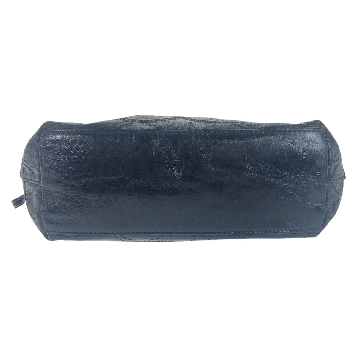 12217
 COACH Big Signature Black Silver Hardware Leather Tote Bag Shoulder Bag for Women