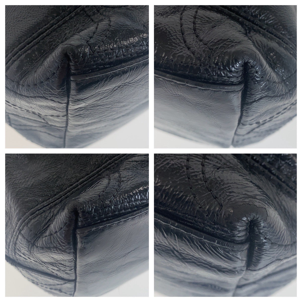 12217
 COACH Big Signature Black Silver Hardware Leather Tote Bag Shoulder Bag for Women