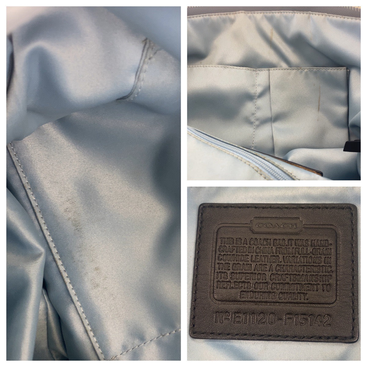 12217
 COACH Big Signature Black Silver Hardware Leather Tote Bag Shoulder Bag for Women