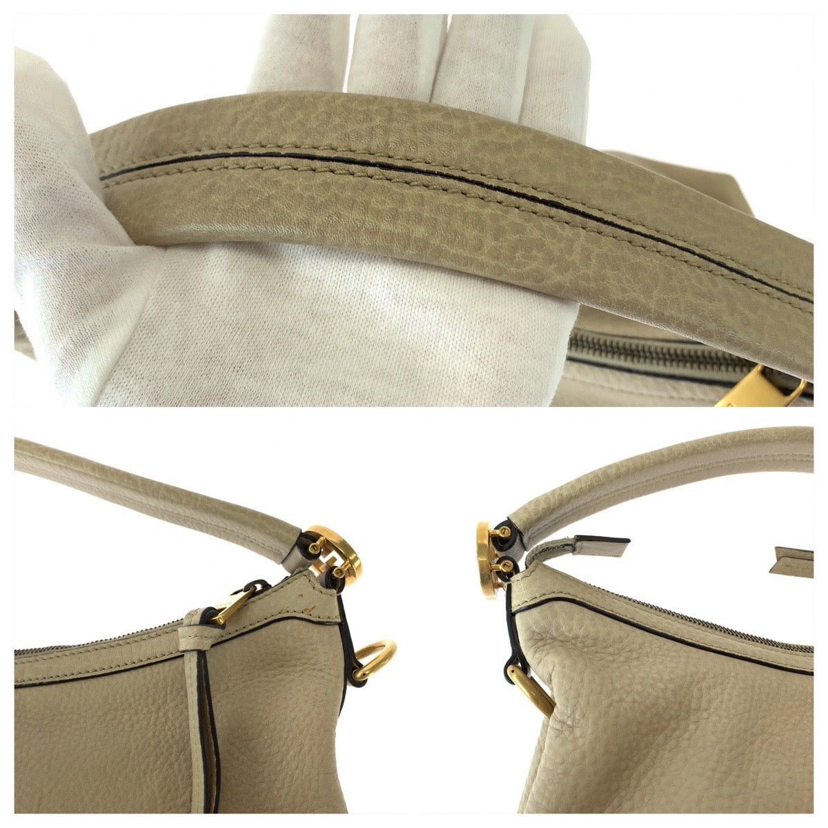 12216
GUCCI グッチ インターロッキング ホーボー ベージュ ゴールド金具 レザー 326514 ショルダーバッグ  レディース