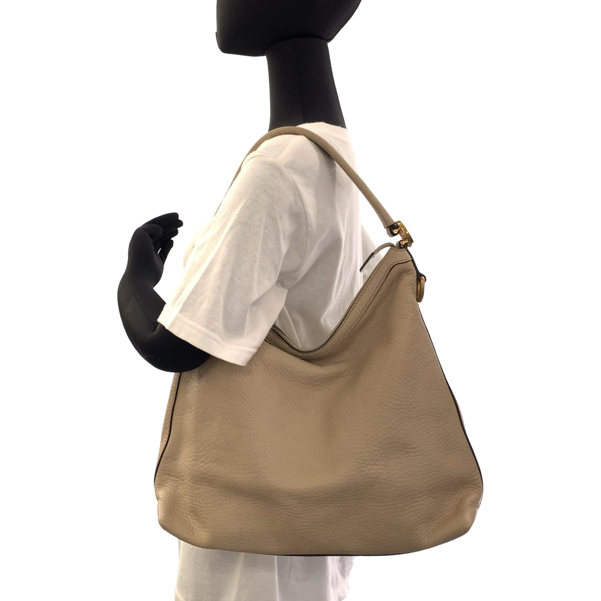 12216
GUCCI グッチ インターロッキング ホーボー ベージュ ゴールド金具 レザー 326514 ショルダーバッグ  レディース