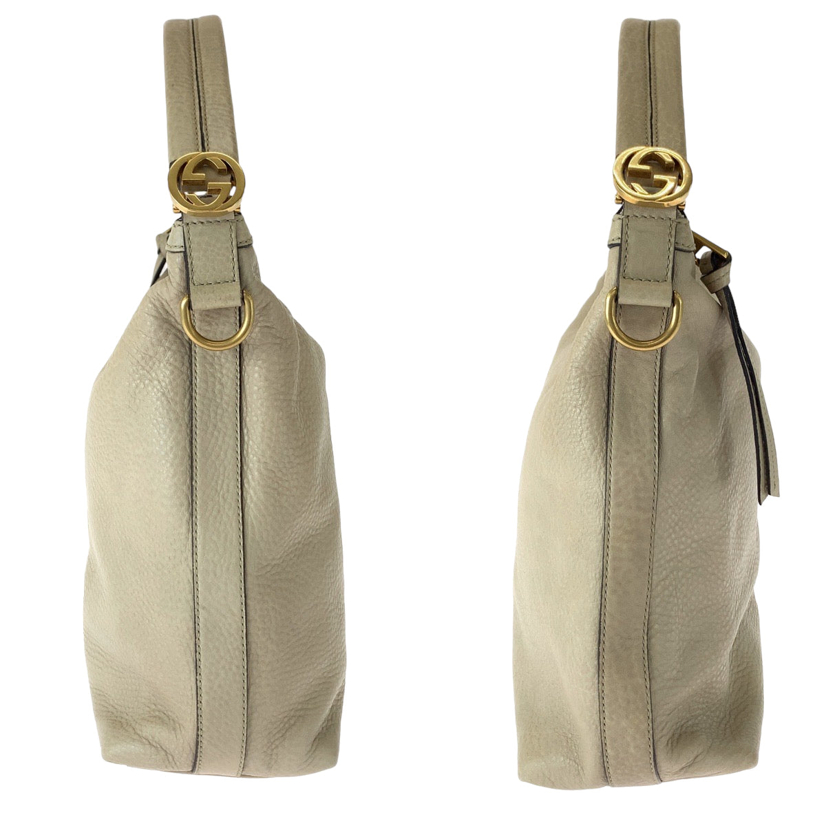 12216
GUCCI グッチ インターロッキング ホーボー ベージュ ゴールド金具 レザー 326514 ショルダーバッグ  レディース