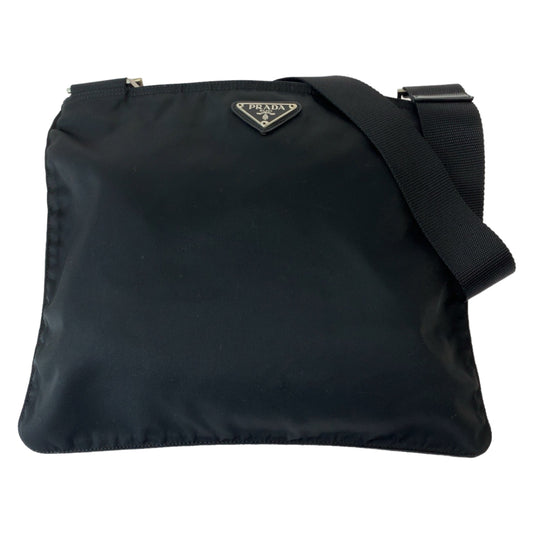 PRADA Tessuto Triangle Logo Plate Unisex Black Silver Hardware Nylon VA0053 Shoulder Bag Crossbody Women's