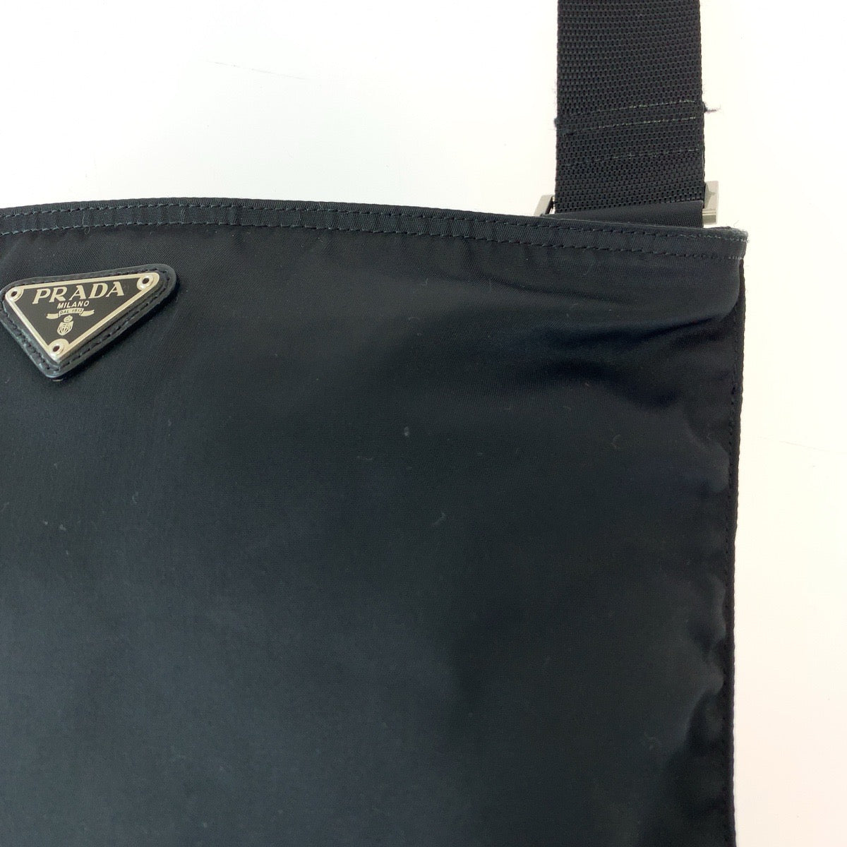 PRADA Tessuto Triangle Logo Plate Unisex Black Silver Hardware Nylon VA0053 Shoulder Bag Crossbody Women's
