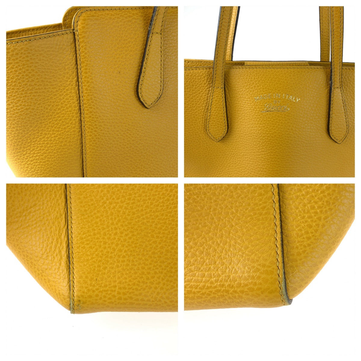 12206
GUCCI グッチ スウィング イエロー ゴールド金具 レザー トートバッグ ショルダーバッグ  レディース