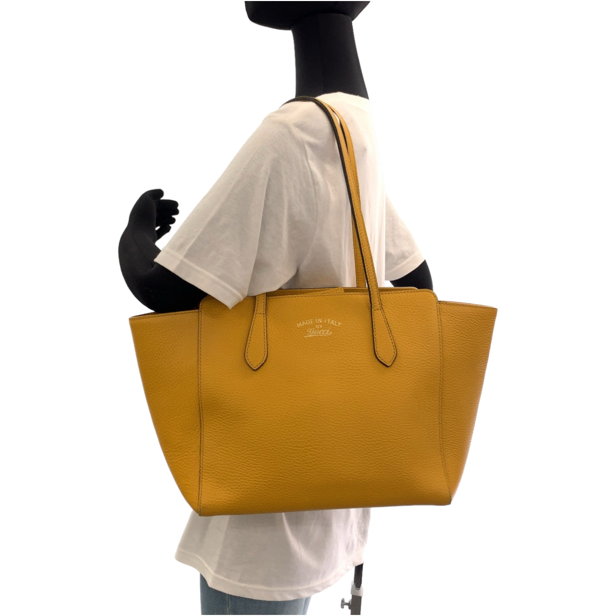 12206
GUCCI グッチ スウィング イエロー ゴールド金具 レザー トートバッグ ショルダーバッグ  レディース