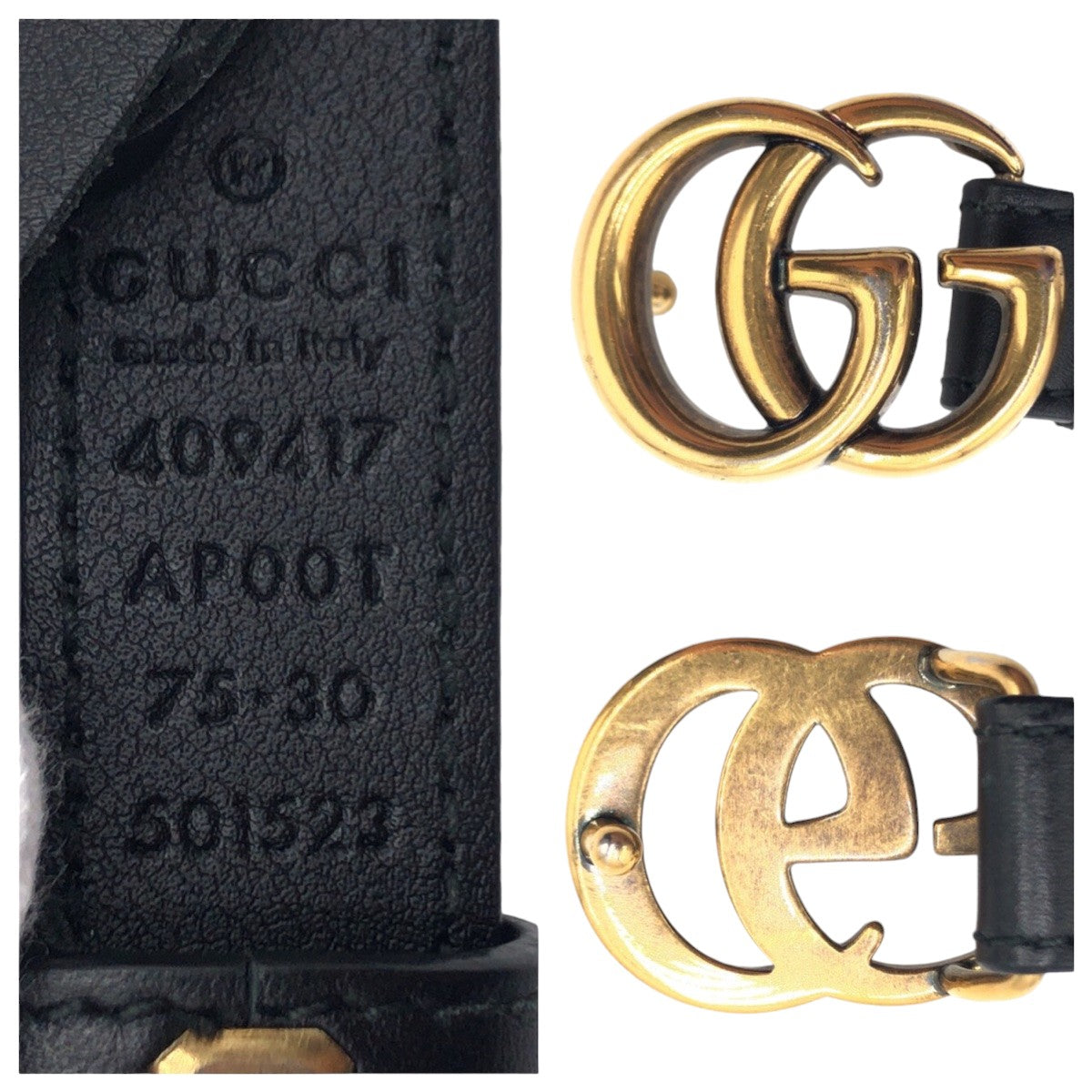 GUCCI グッチ GGマーモント ブラック 黒 ゴールド レザー / メタル 409417 AP00T ベルト  レディース