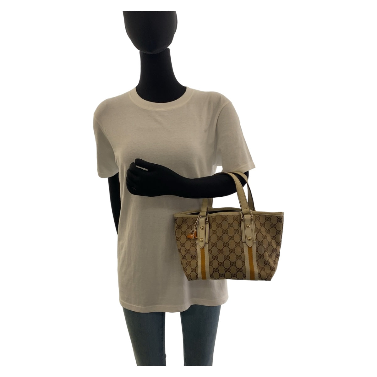 12204
GUCCI グッチ シェリー ベージュ マルチカラー ゴールド金具 GGキャンバス 139261 トートバッグ ハンドバッグ  レディース