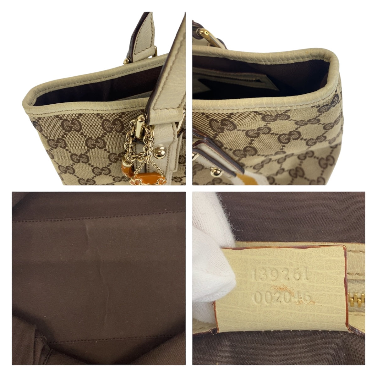 12204
GUCCI グッチ シェリー ベージュ マルチカラー ゴールド金具 GGキャンバス 139261 トートバッグ ハンドバッグ  レディース