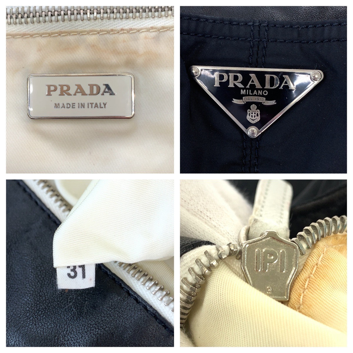 12910
PRADA プラダ テスート 三角ロゴプレート ブラック 黒 ホワイト シルバー金具 ナイロン トートバッグ ショルダーバッグ  レディース