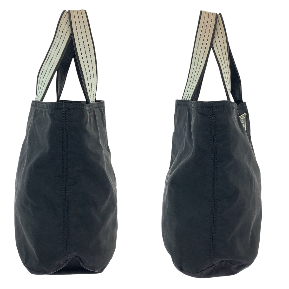 12910
PRADA プラダ テスート 三角ロゴプレート ブラック 黒 ホワイト シルバー金具 ナイロン トートバッグ ショルダーバッグ  レディース