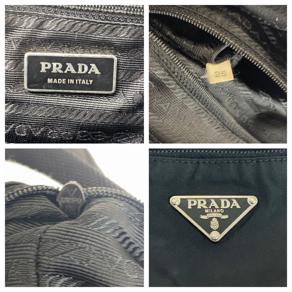 PRADA プラダ テスート 三角ロゴプレート ブラック 黒 シルバー金具 ナイロン BT0168 ショルダーバッグ ポシェット  レディース AB26