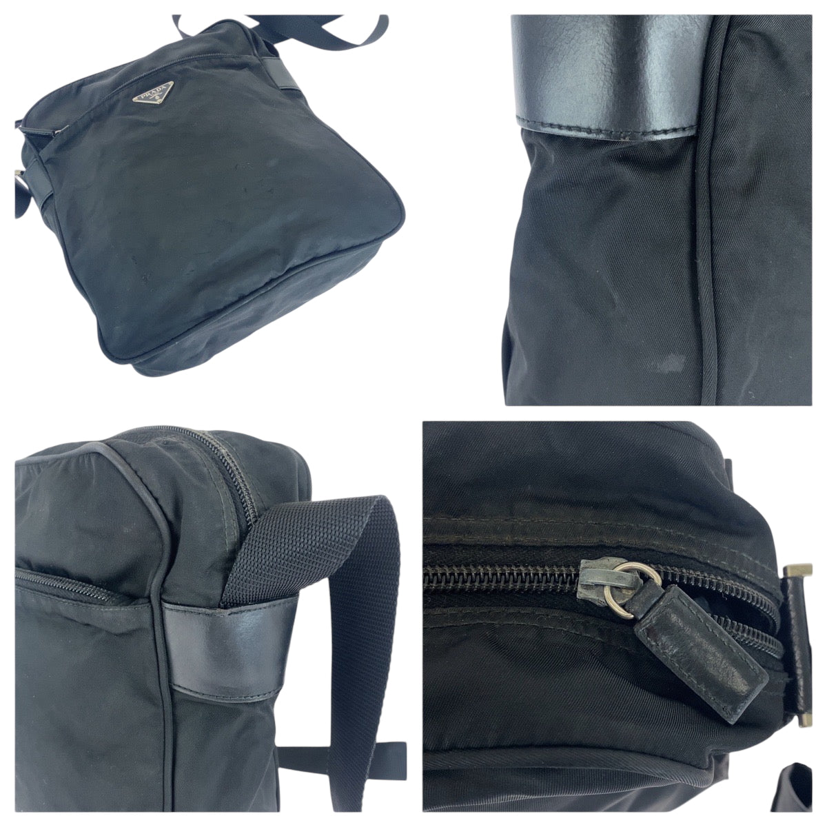 PRADA プラダ テスート 三角ロゴプレート ブラック 黒 シルバー金具 ナイロン BT0168 ショルダーバッグ ポシェット  レディース AB26