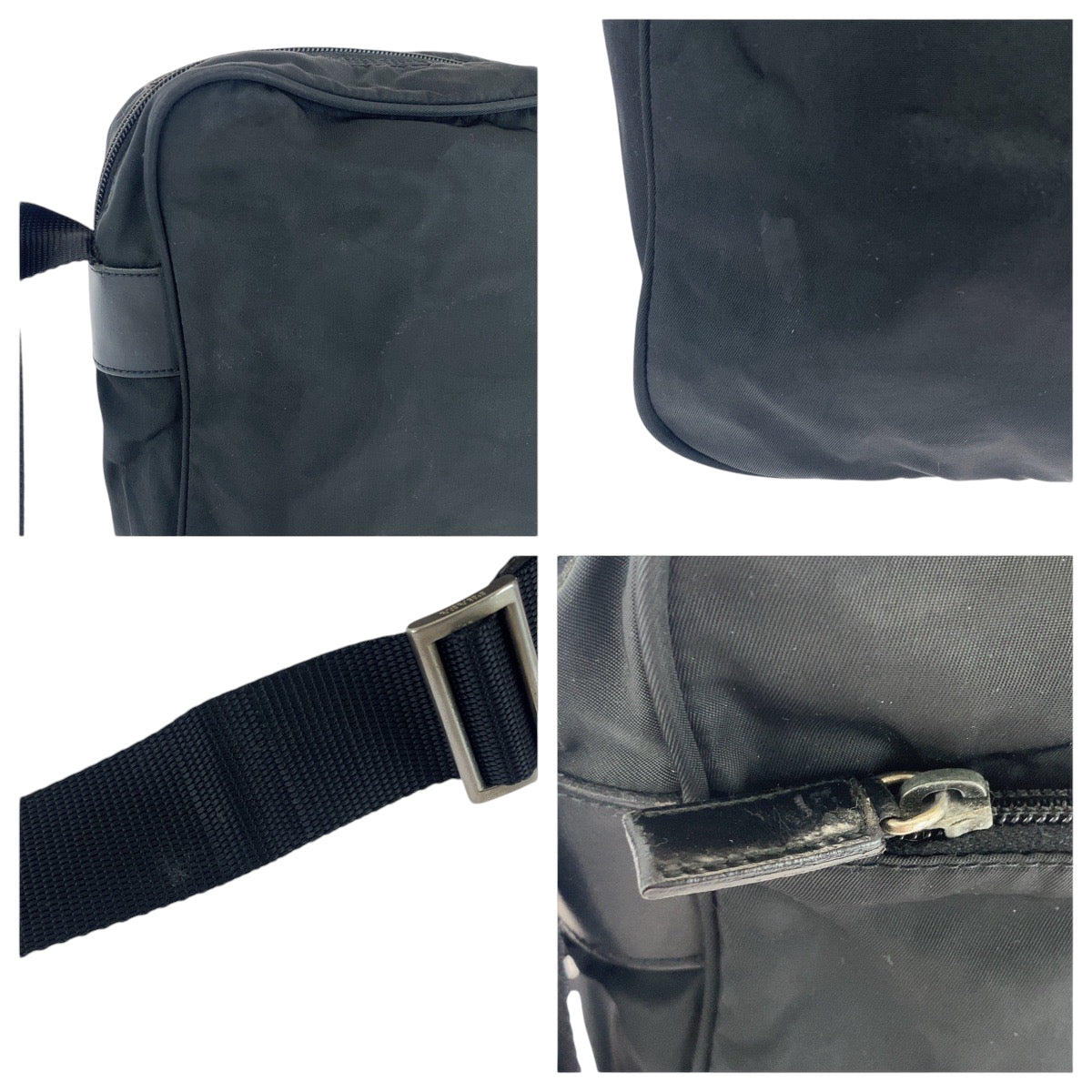 PRADA プラダ テスート 三角ロゴプレート ブラック 黒 シルバー金具 ナイロン BT0168 ショルダーバッグ ポシェット  レディース AB26