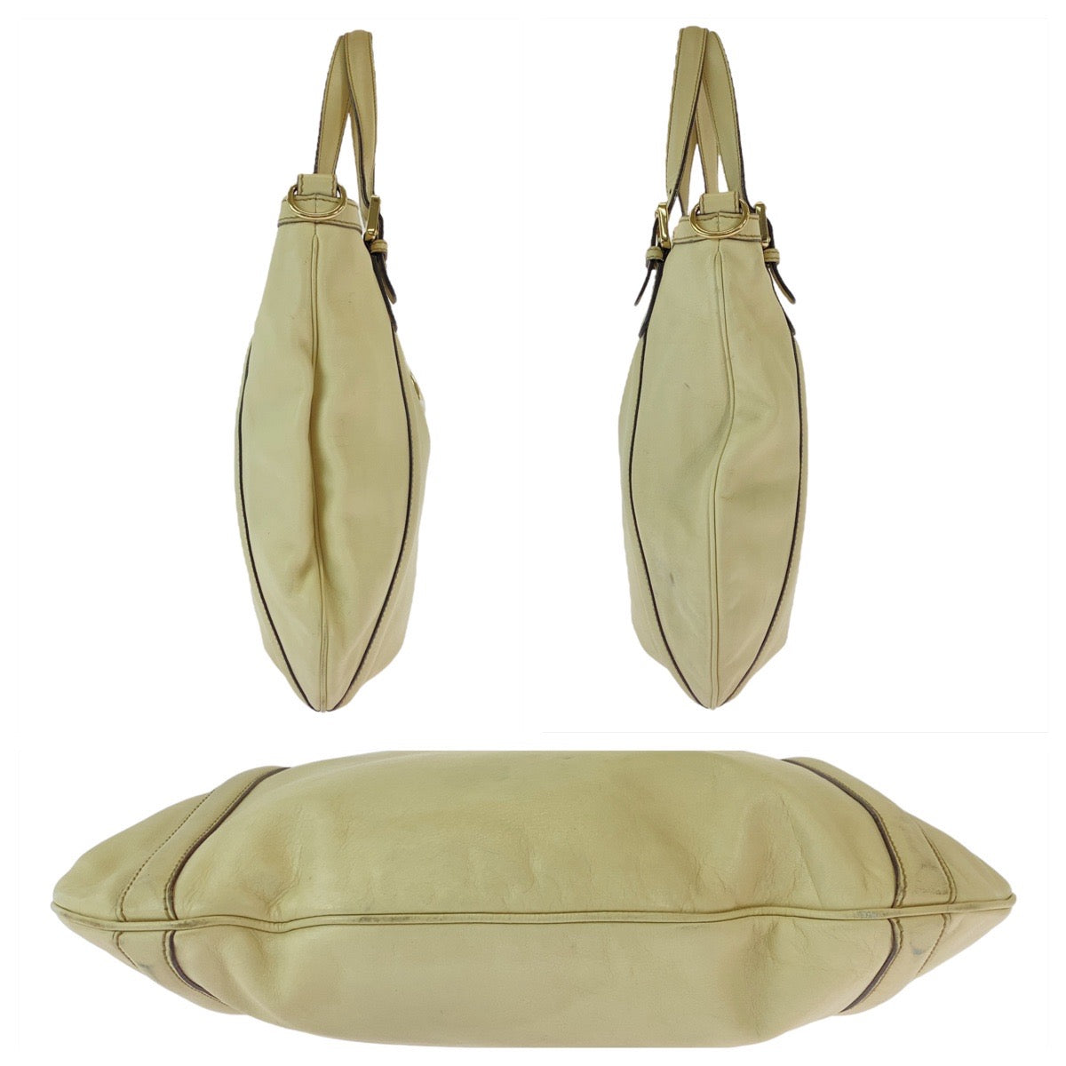 12203
GUCCI グッチ インターロッキング ニューブリット ホワイト ベージュ ゴールド金具 レザー 162336 トートバッグ ショルダーバッグ  レディース