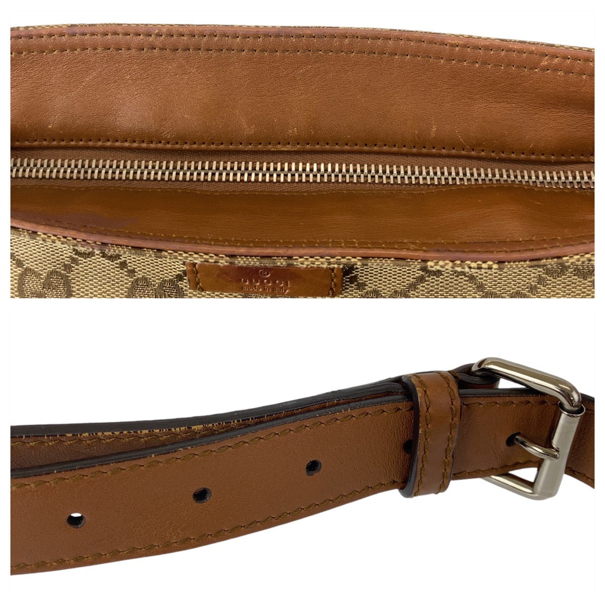 GUCCI グッチ シェリーライン ブラウン ベージュ シルバー金具 GGキャンバス / レザー 308930 斜めがけ ショルダーバッグ メッセンジャーバッグ  レディース