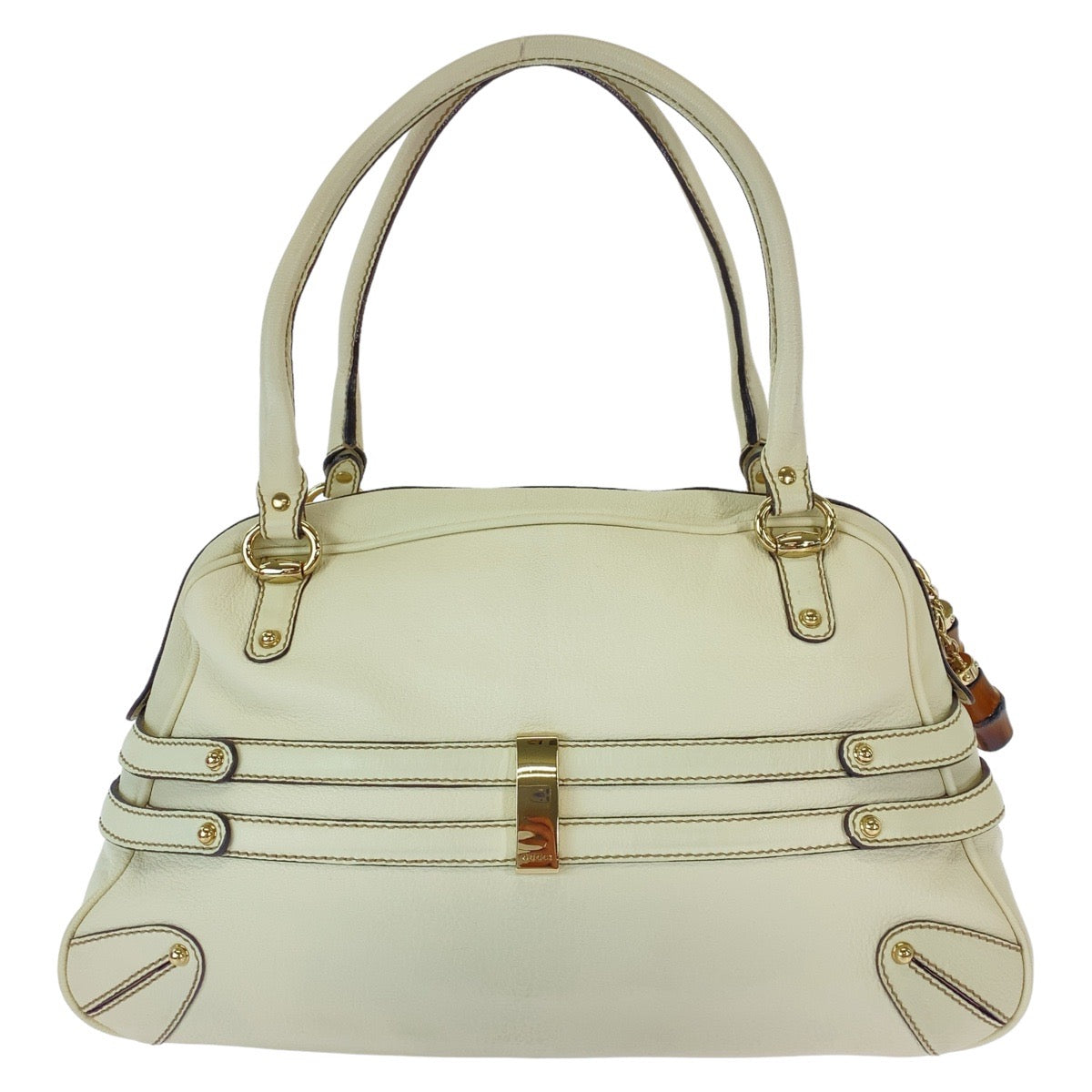 12202
GUCCI グッチ バンブー ホースビット ホワイト ゴールド金具 レザー 159398 ハンドバッグ ショルダーバッグ  レディース